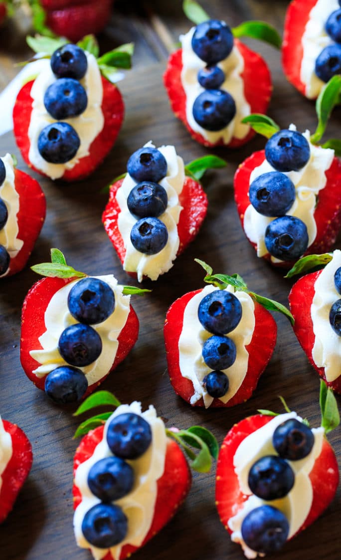 Red, White, and Blue Cheesecake Strawberries are perfect for the 4th of July!