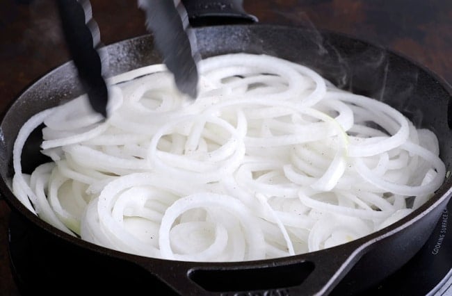 Onions in skillet.