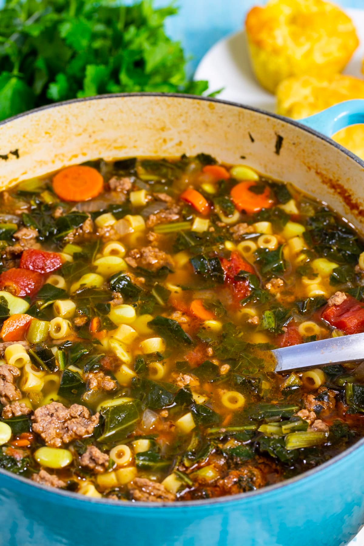 Minestrone in a Dutch oven.