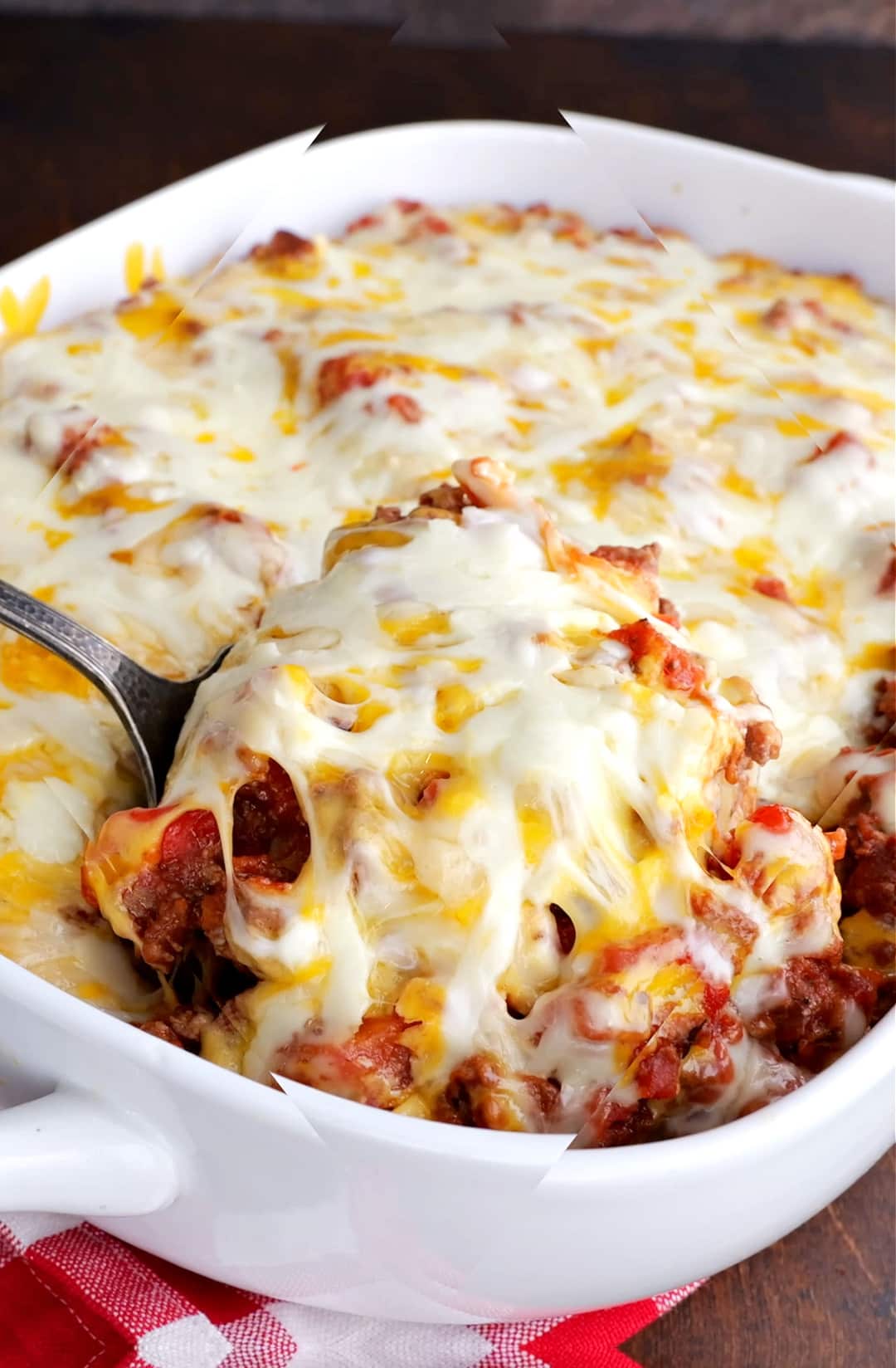 Homestyle Ground Beef Casserole in casserole dish.