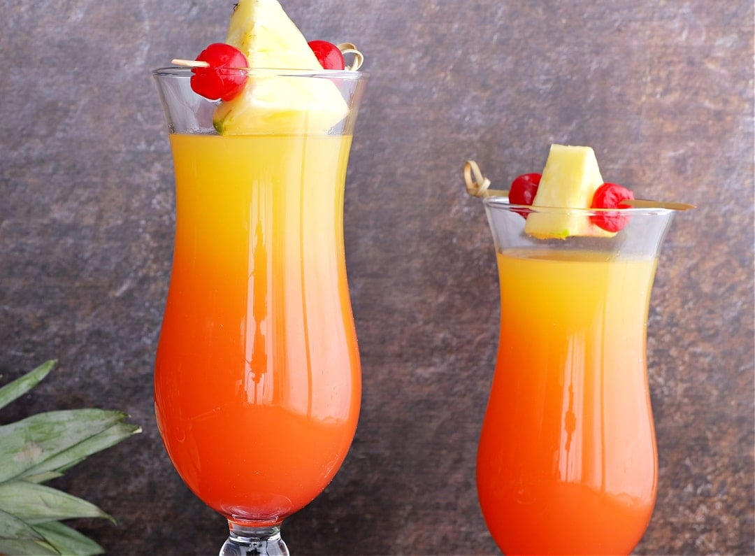 Drinks with garnish.