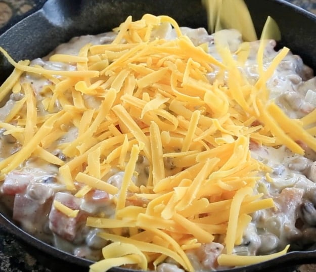 Cheese sprinkled on top.