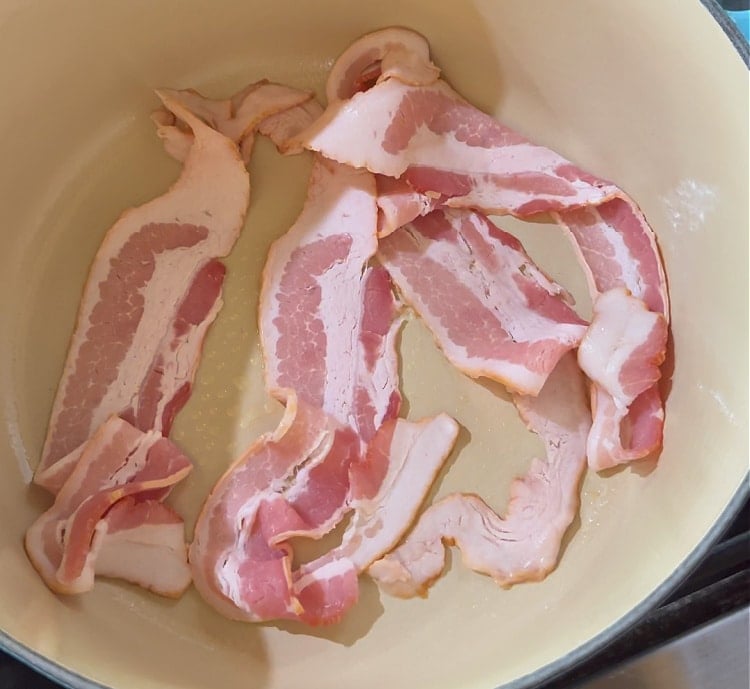 Cooking the bacon.