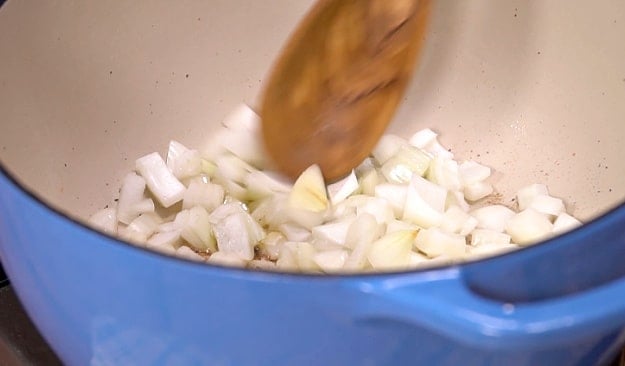 Cooking the onion.