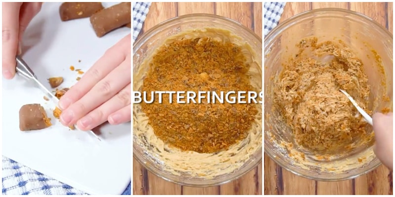Mixing in butterfingers.