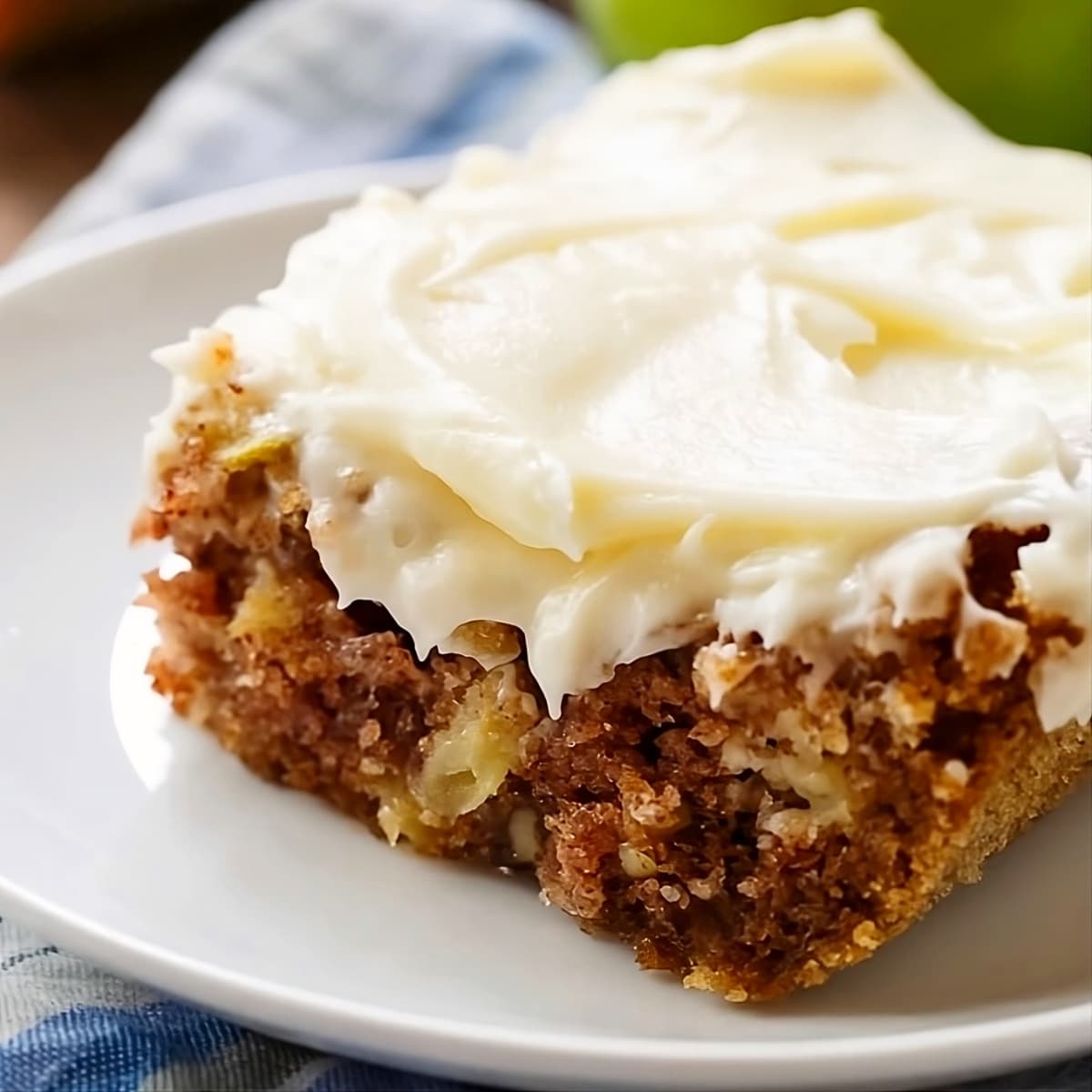 German Apple Cake slice on a plate.