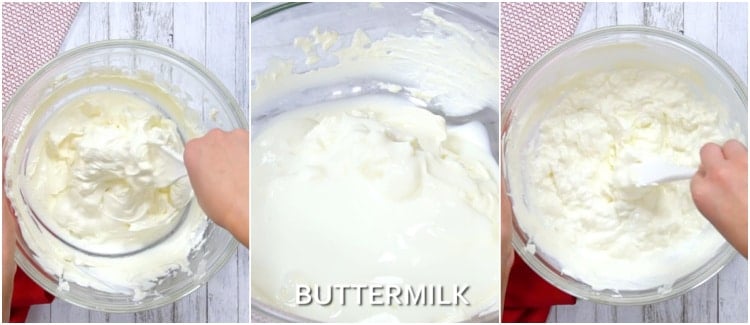 Mixing cream cheese mixture.