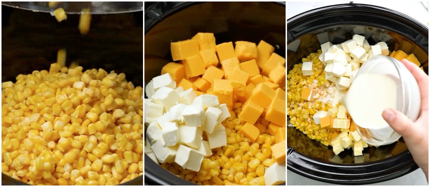 Ingredients added to the slow cooker.