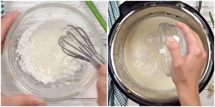 Adding cornstarch mixture.