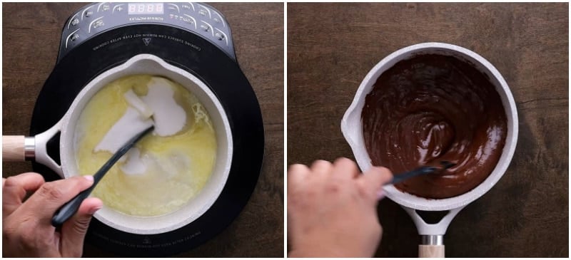 Making the frosting.