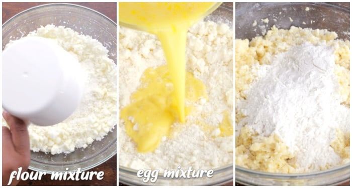 Combining wet and dry ingredients.