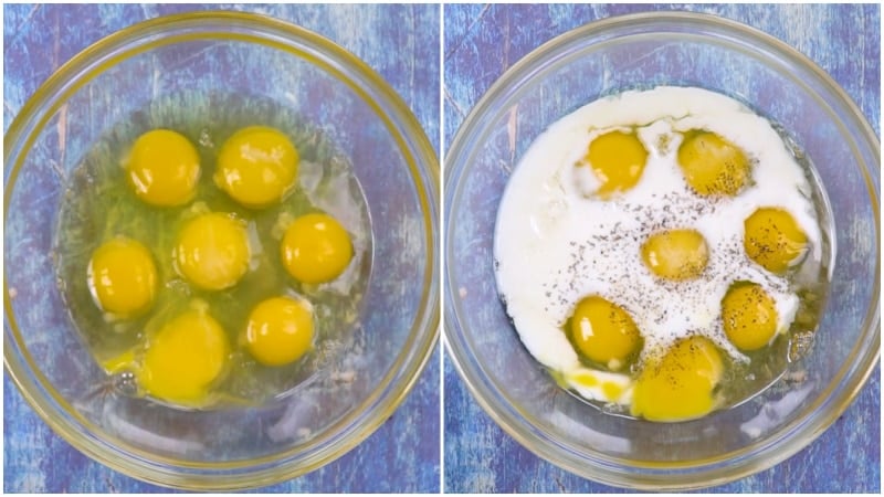 Egg mixture in bowl.