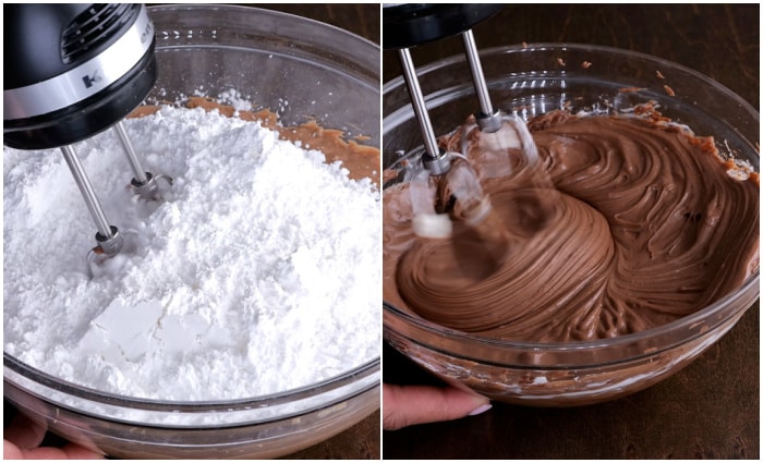 Mixing in powdered sugar.