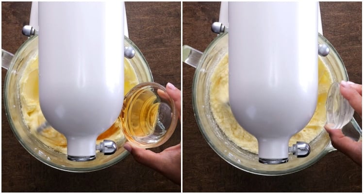 Adding Amaretto and almond extract.