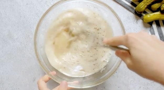 Mixing the batter.