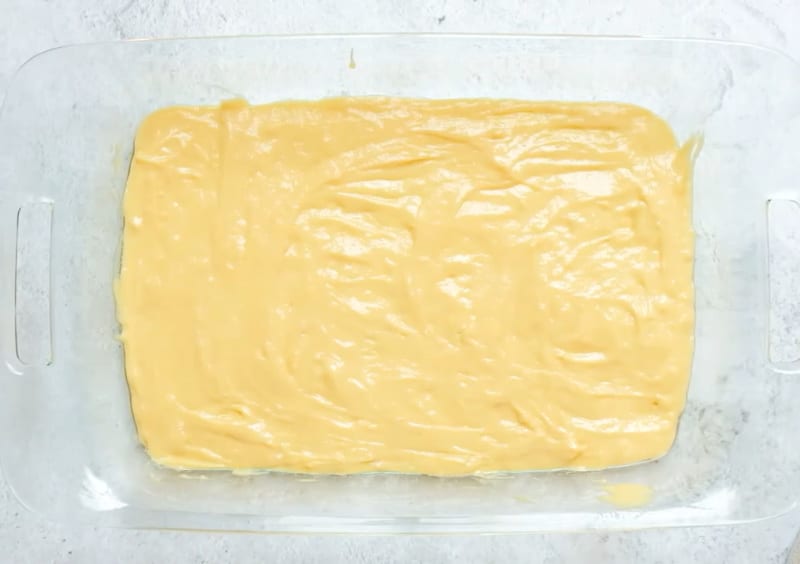 Bottom layer of batter.