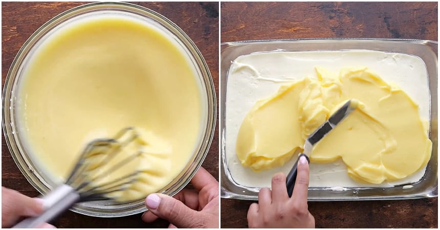 Making the pudding layer.