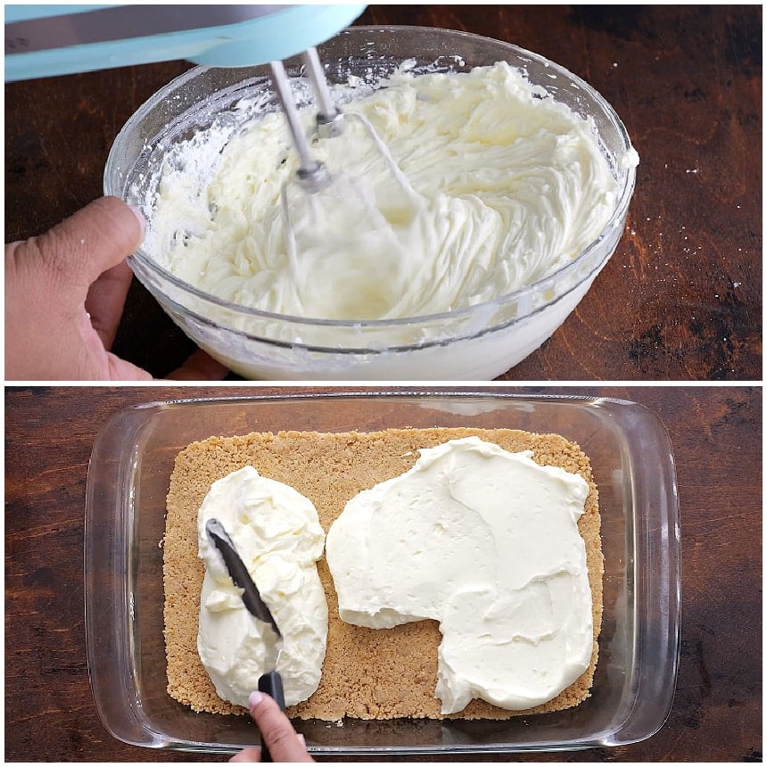 Making the cream cheese layer.