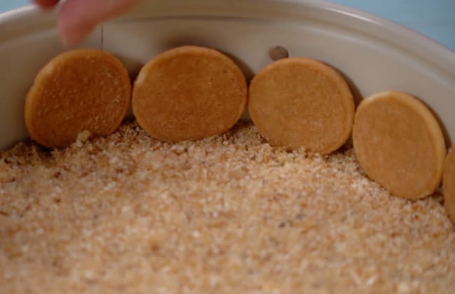Vanilla wafers arranged around edge.