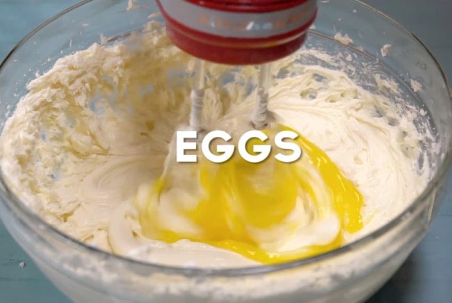 Adding the eggs.