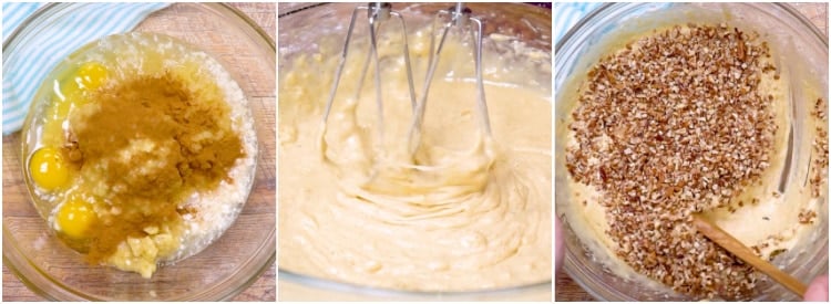 Mixing the batter.