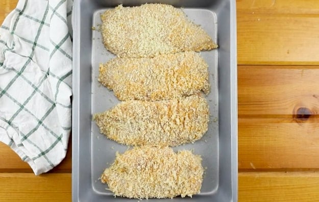 Chicken in baking dish.