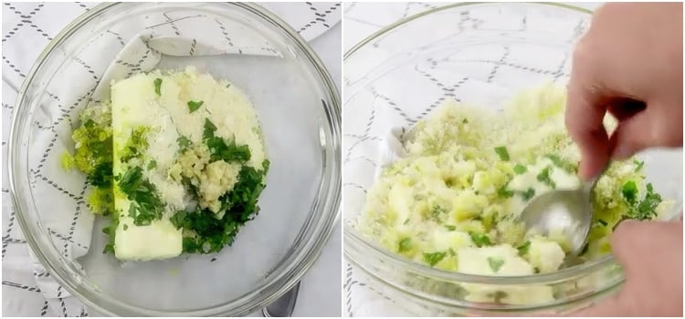 Butter mixture being mixed.