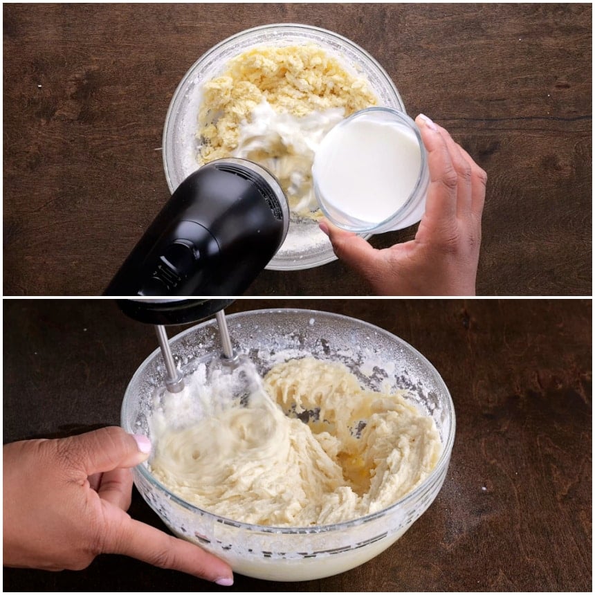 Mixing the batter.