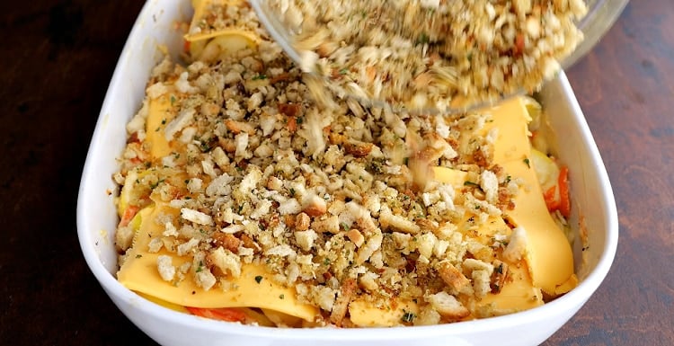 Stuffing mixture added on top.