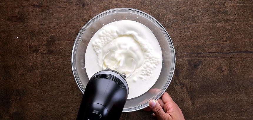 Making the whipped cream.