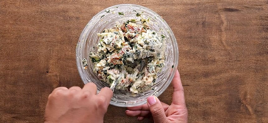 Mixing the filling.