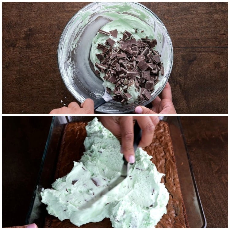 Spreading cream cheese layer.