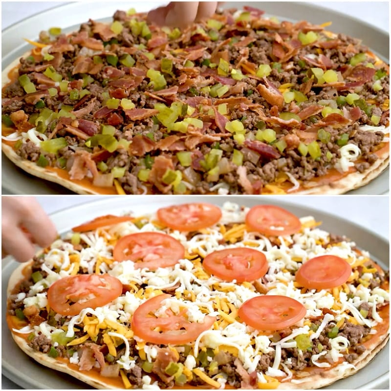 Pizza ready to go in oven.