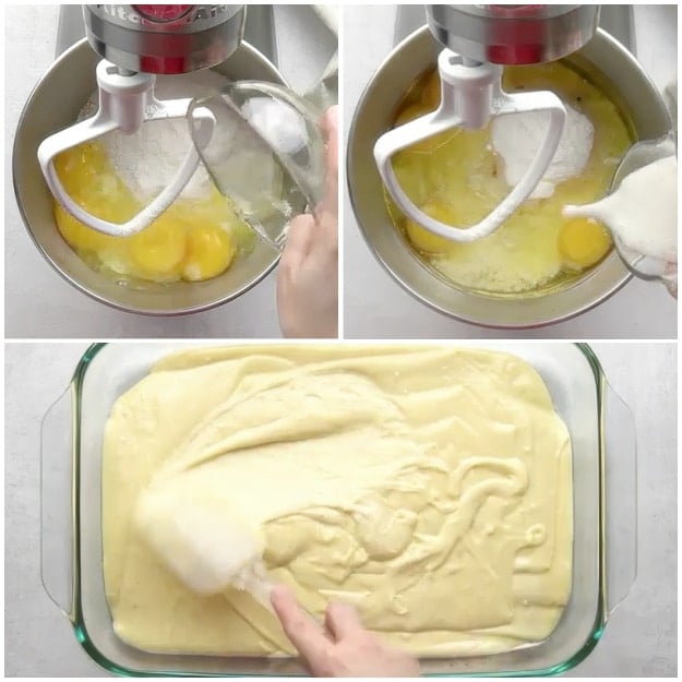 Making the cake batter.