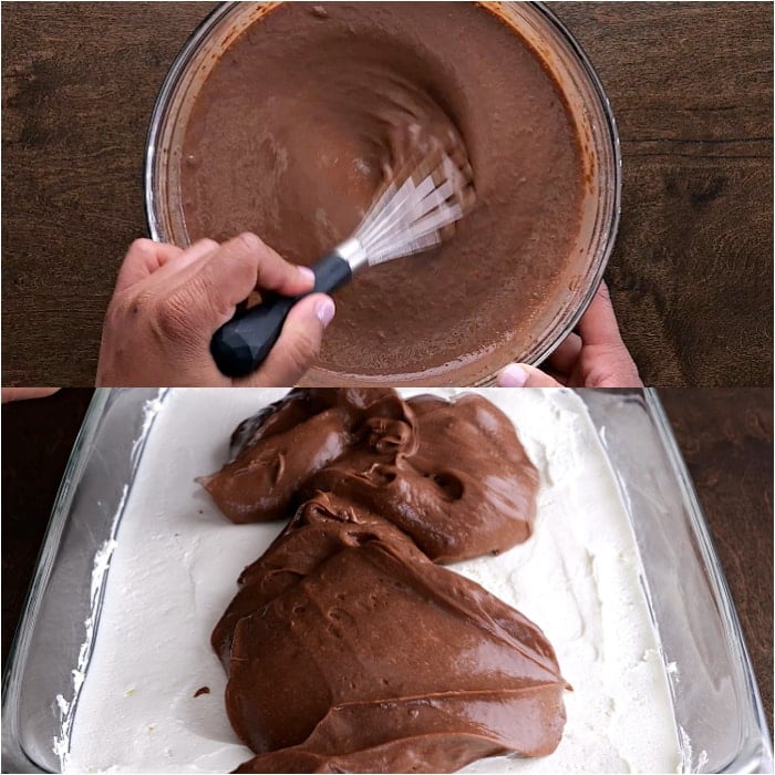 Making the pudding layer.