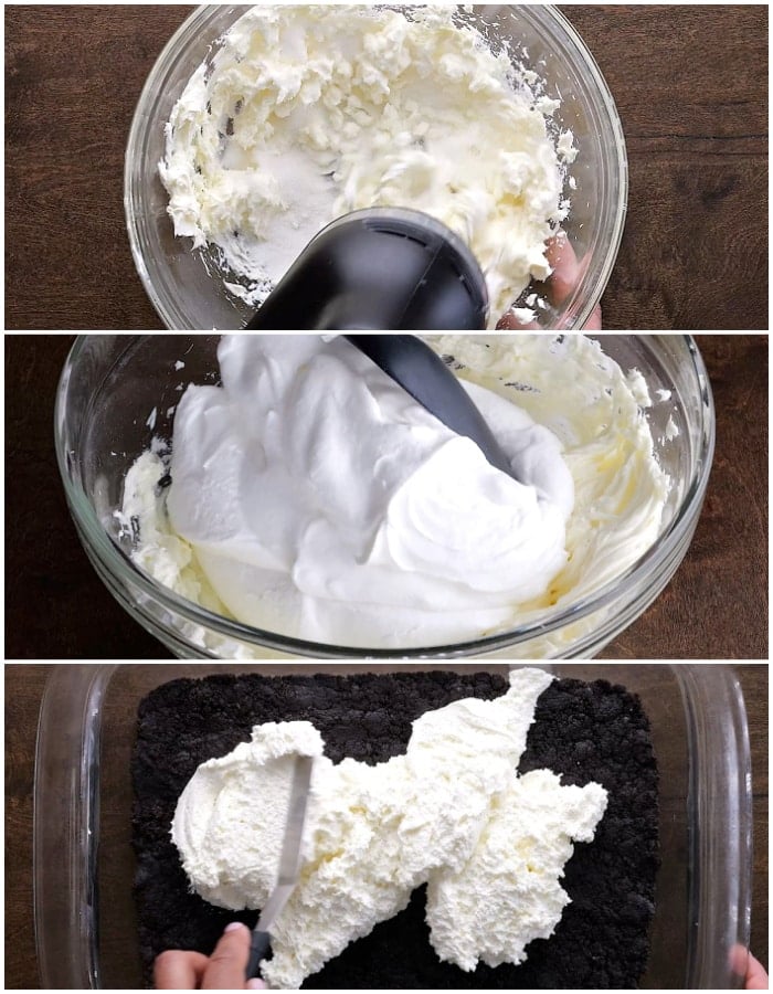 Making the cream cheese layer.