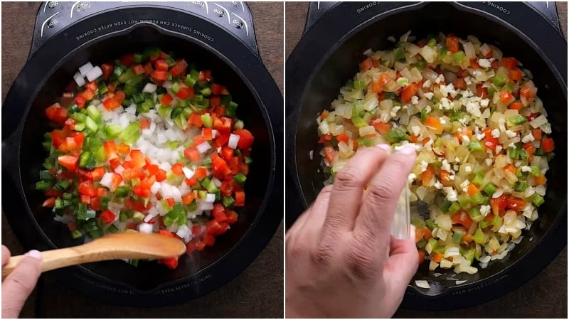 Sauteing veggies.
