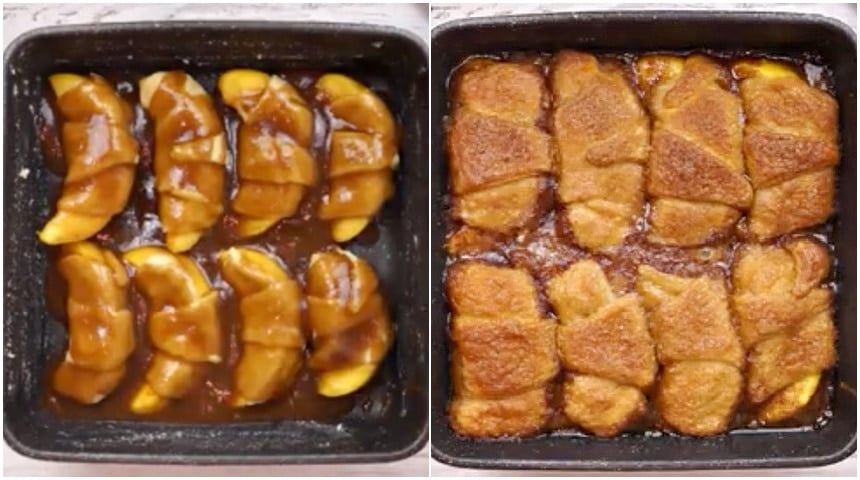 Before and after baking.
