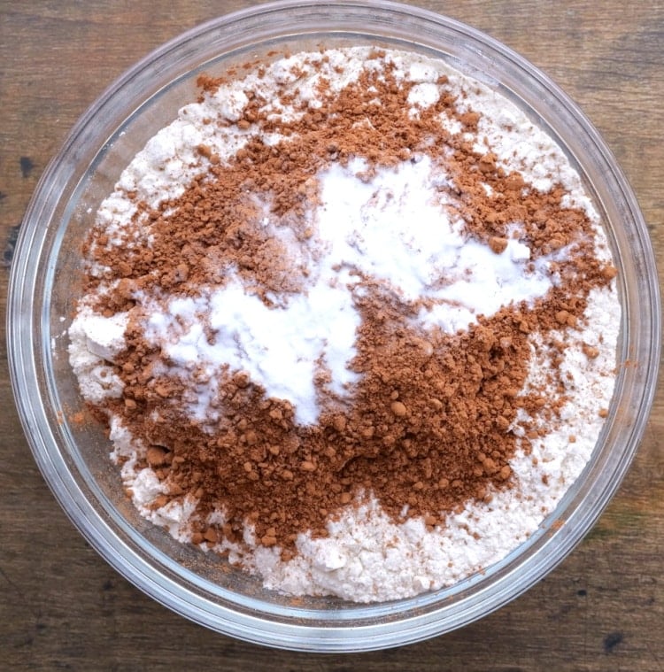 Flour mixture in mixing bowl.