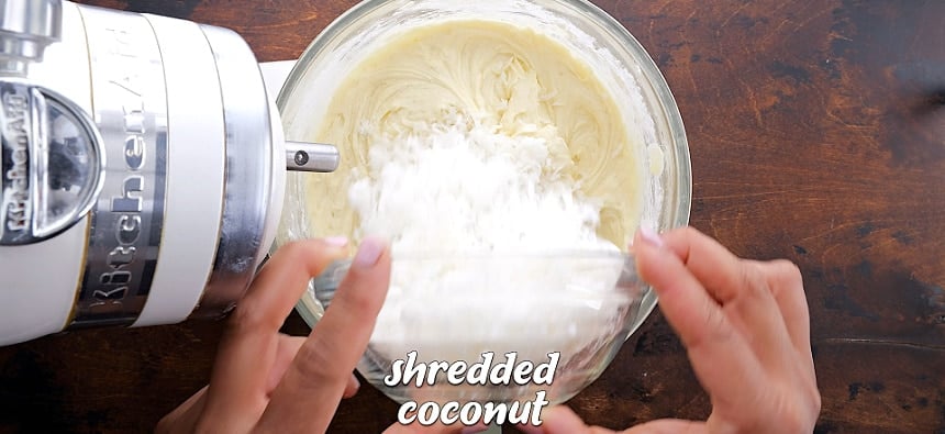 Adding the coconut.