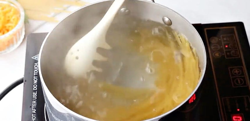 Cooking the pasta.