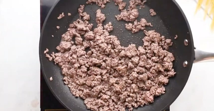 Browned and crumbled ground beef.