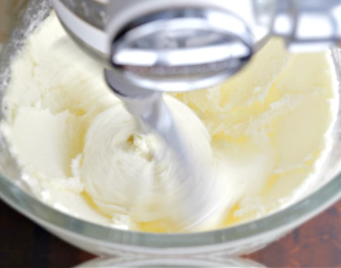 Creaming the butter and sugar.