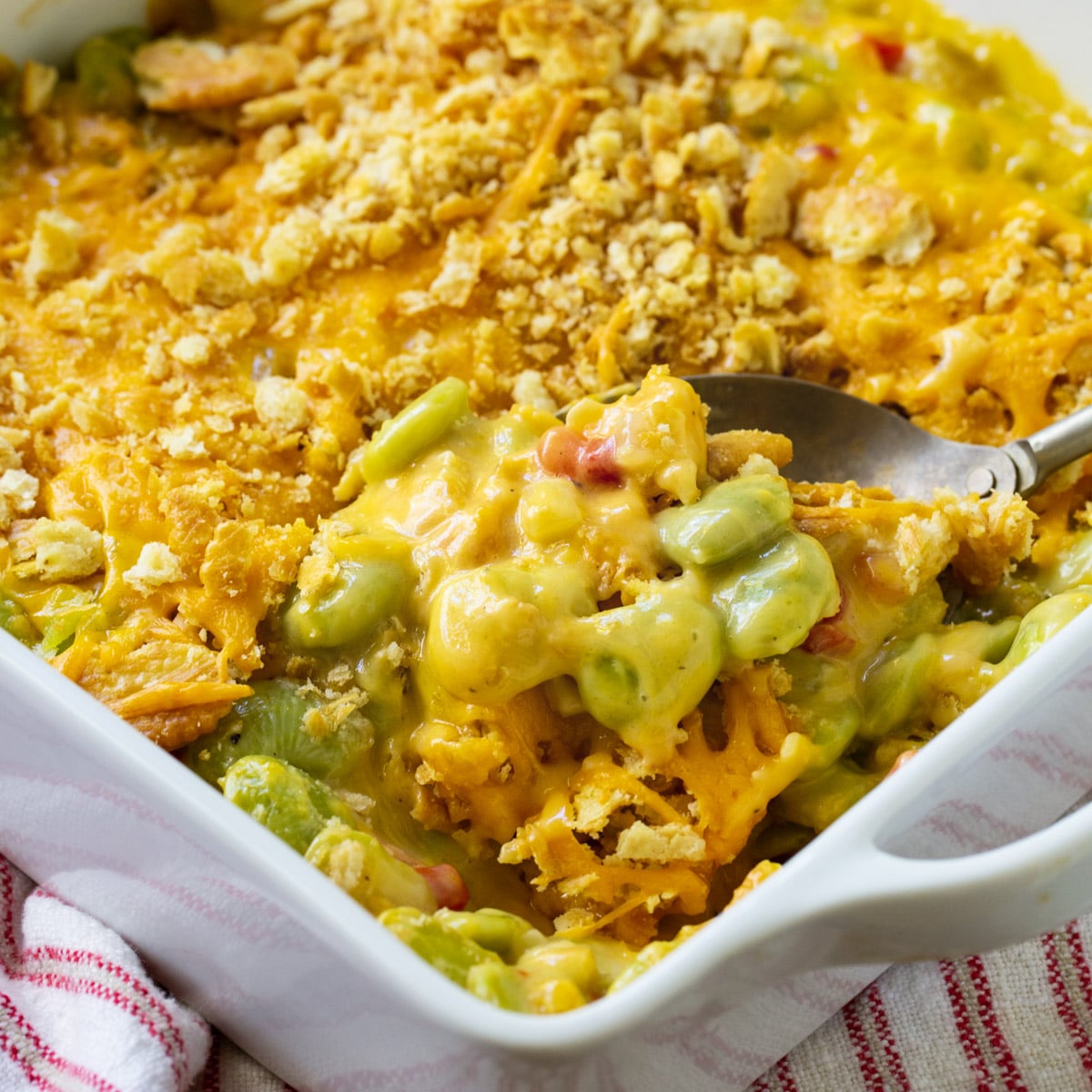 Lima Bean Casserole in a casserole dish.