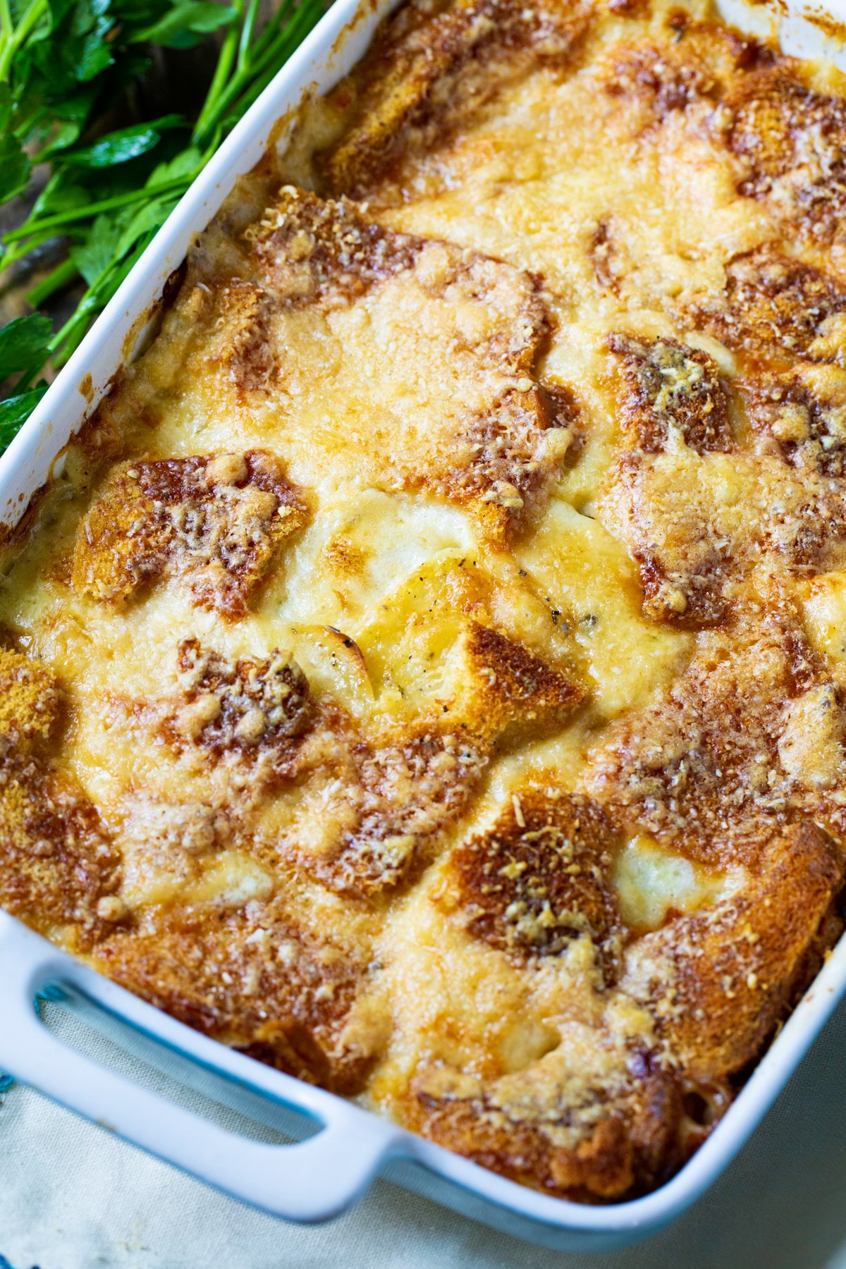 Scalloped Potato Casserole in a baking dish.