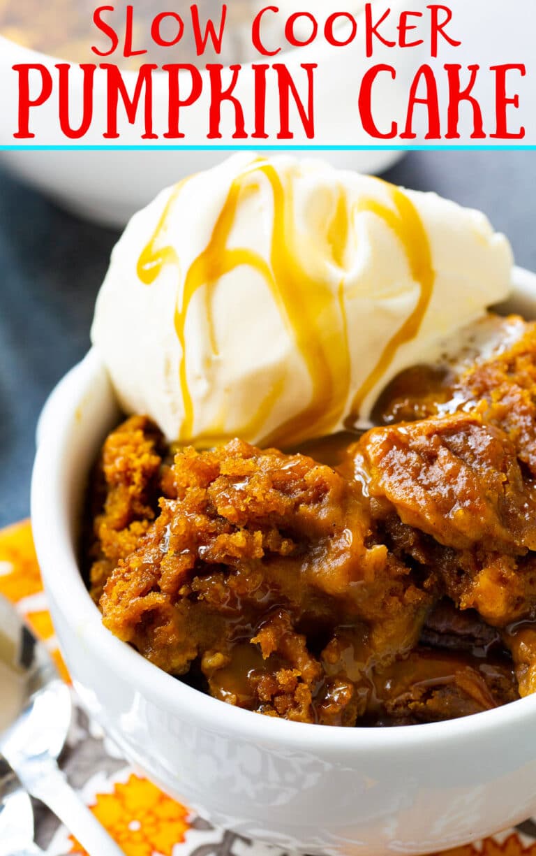Slow Cooker Pumpkin Cake - Spicy Southern Kitchen