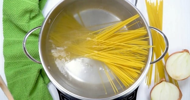 Cooking the pasta.