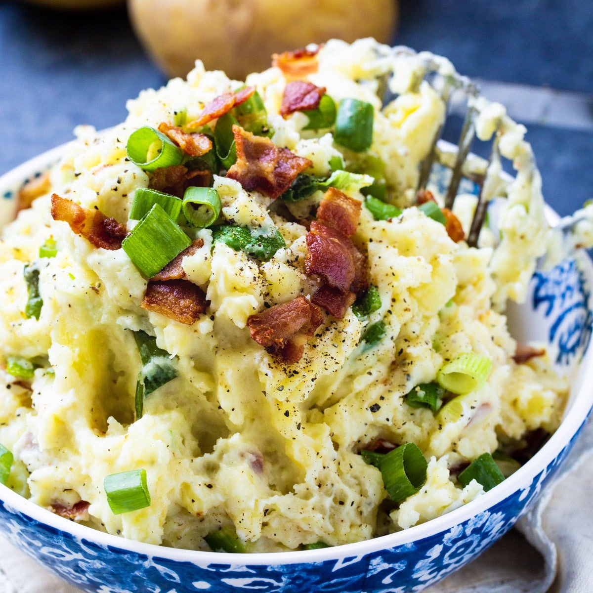 Bacon-Green Onion Mashed Potatoes in a bowl.