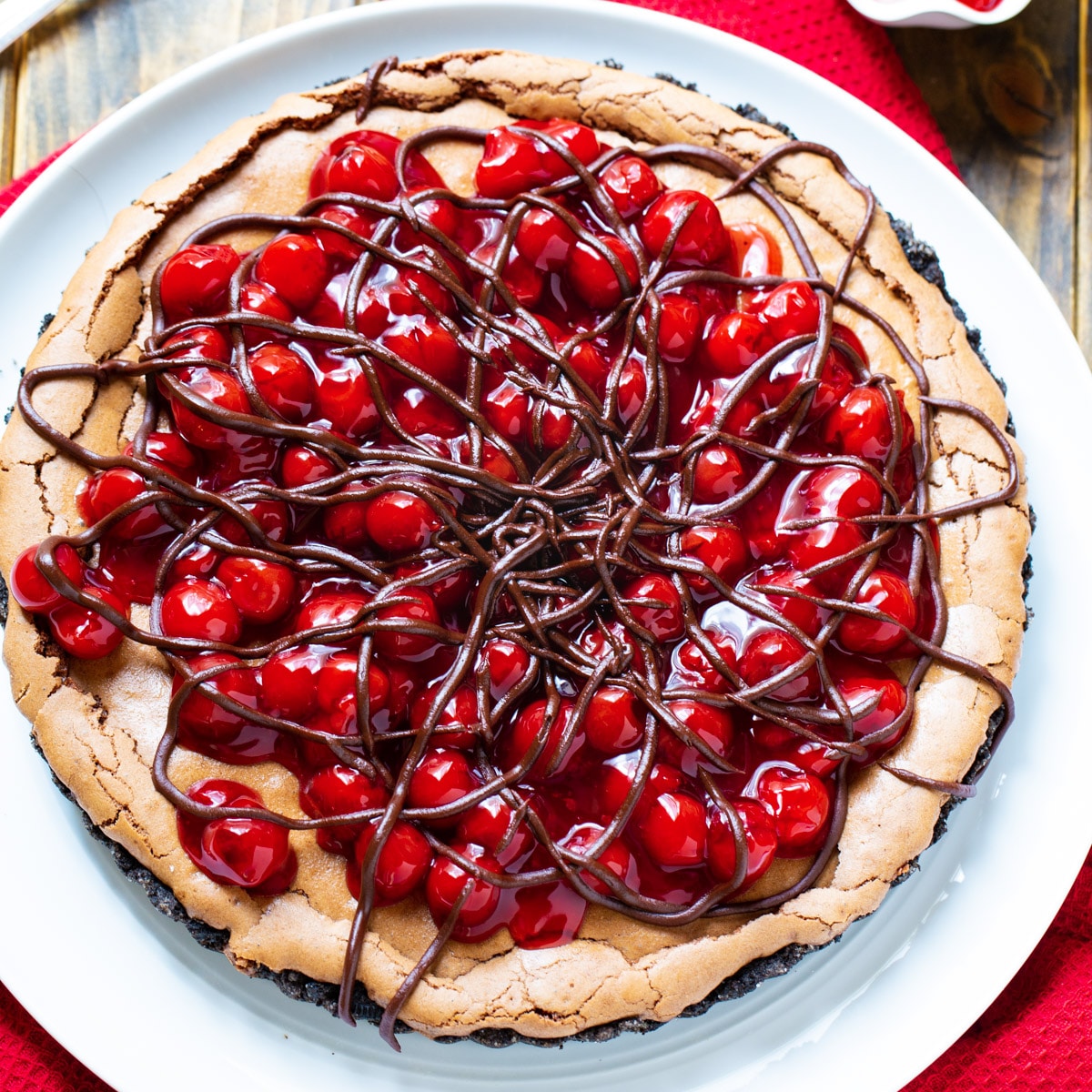 Overhead shot of Black Forest Tart.