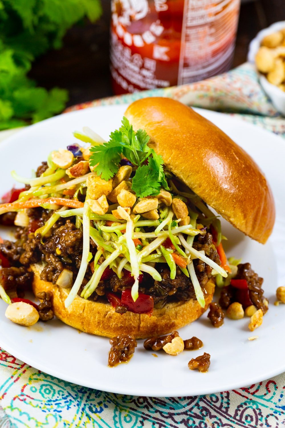 Kung Pao Sloppy Joes on a plate.